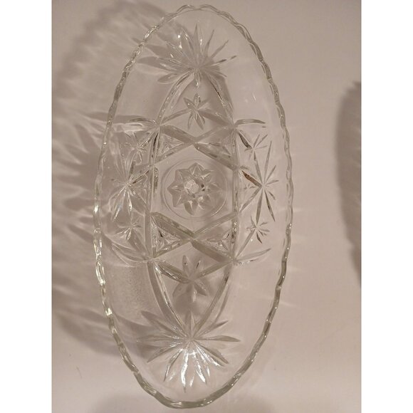 Vintage Anchor Hocking Prescut Clear Pickle Dish Olives Appetizers Lot of 2 - Picture 4 of 9